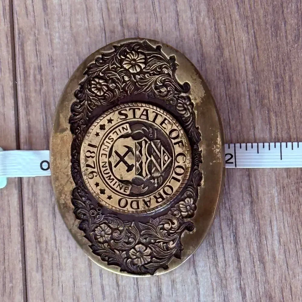 Vtg State of Colorado Bi-Centenial Solid Brass 1st Edition Numbered Belt Buckle